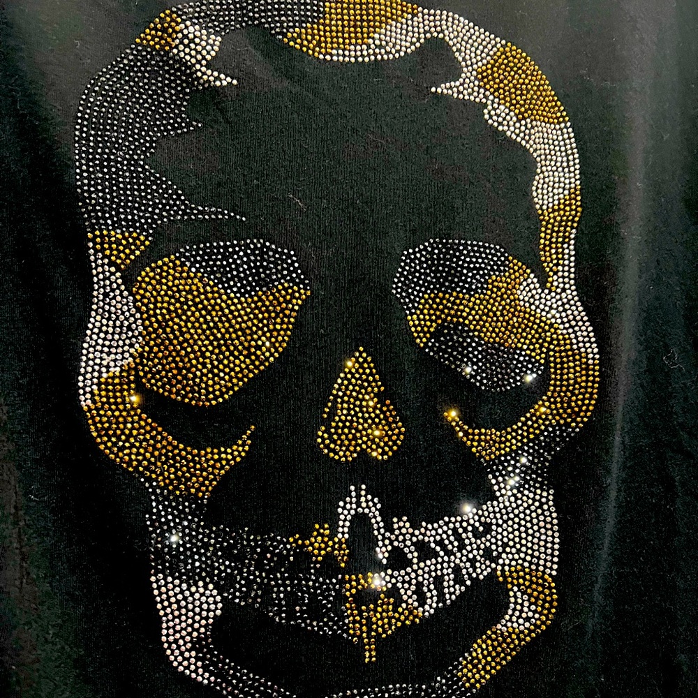 Zadig Voltaire Tunisien Skull Embellished Long-Sleeve Tee, NWT Cotton, Bust 36”